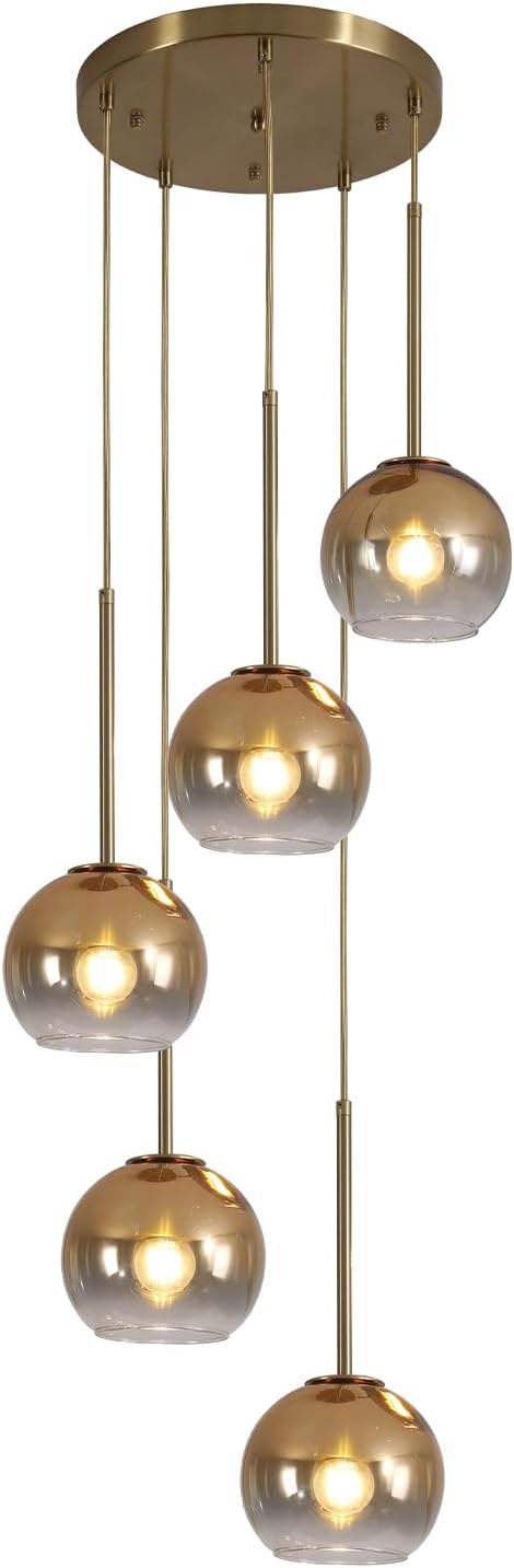 Gold Small Globe 5-Light Cluster Pendant Light