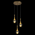 Gold Teardrop Crystal 3-Light Dimmable Pendant Light