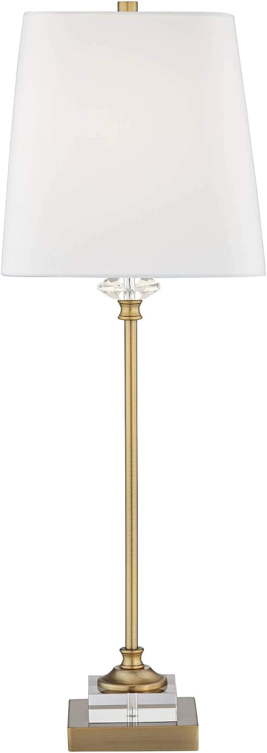 Gold Column Crystal White Shade Buffet Table Lamp