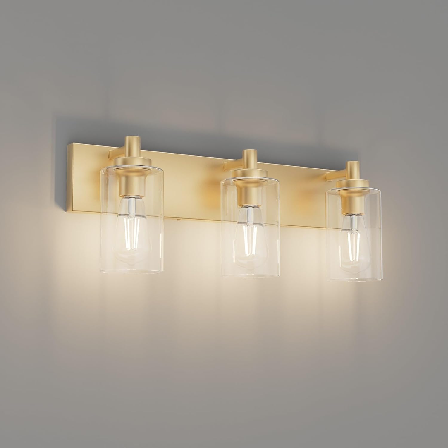 Tipace Gold Clear Glass 3-Light Vanity Light