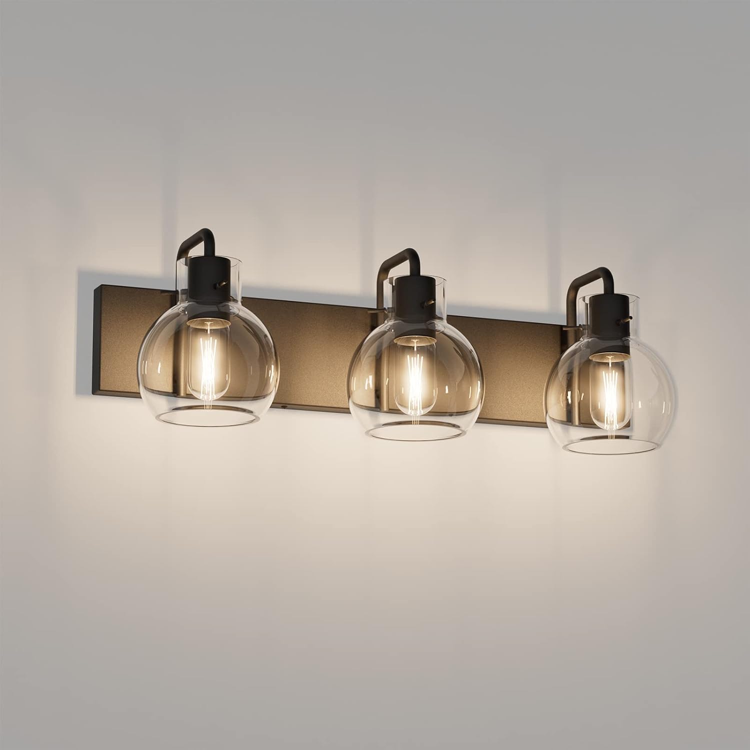 Tipace Black Globe Glass 3-Light Bathroom Vanity Light