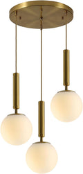 Brushed Gold Milk Glass 3-Light Cluster Pendant
