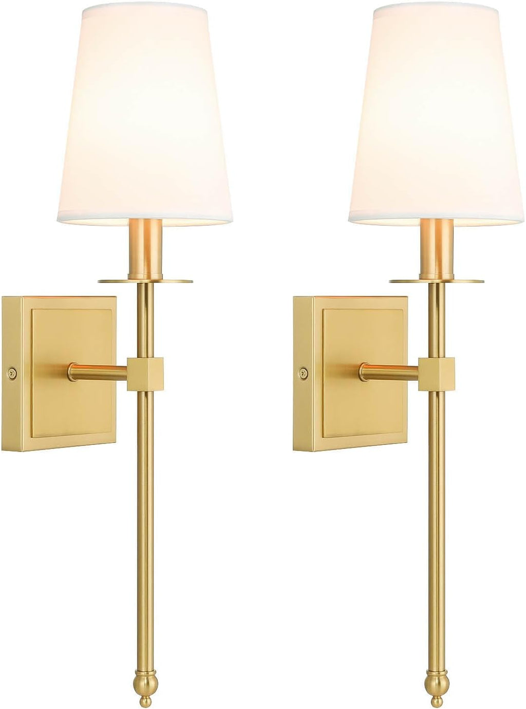 Brass Fabric Shade Modern Wall Sconces Set