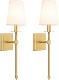 Brass Fabric Shade Modern Wall Sconces Set