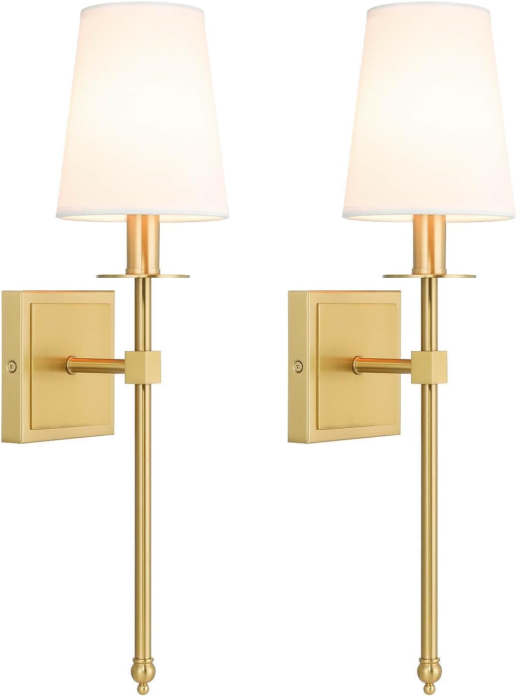 Brass Fabric Shade Modern Wall Sconces Set