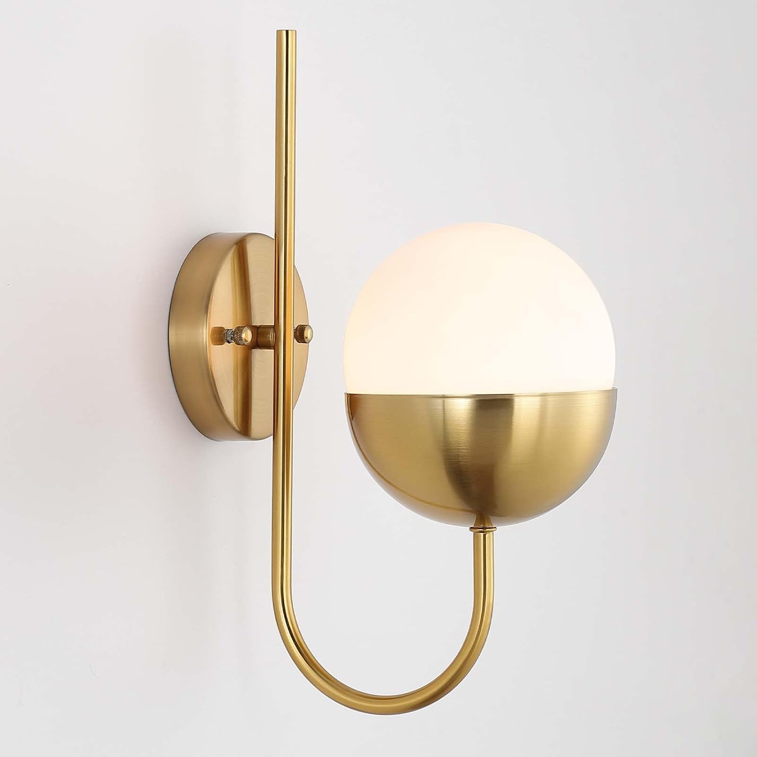 Brass Frosted Globe Mid Century Wall Sconce