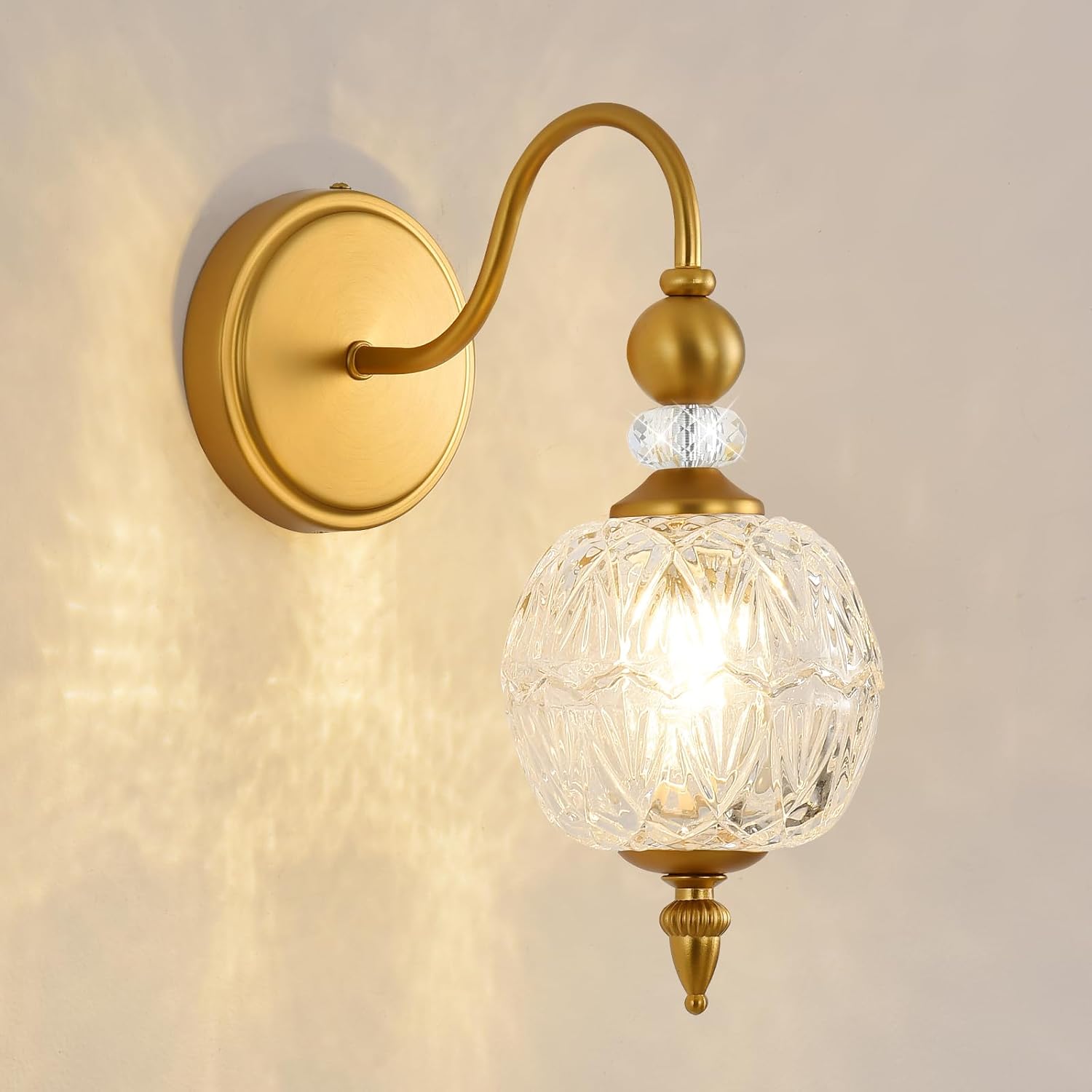 Matte Brass Ribbed Glass Boho Wall Sconce