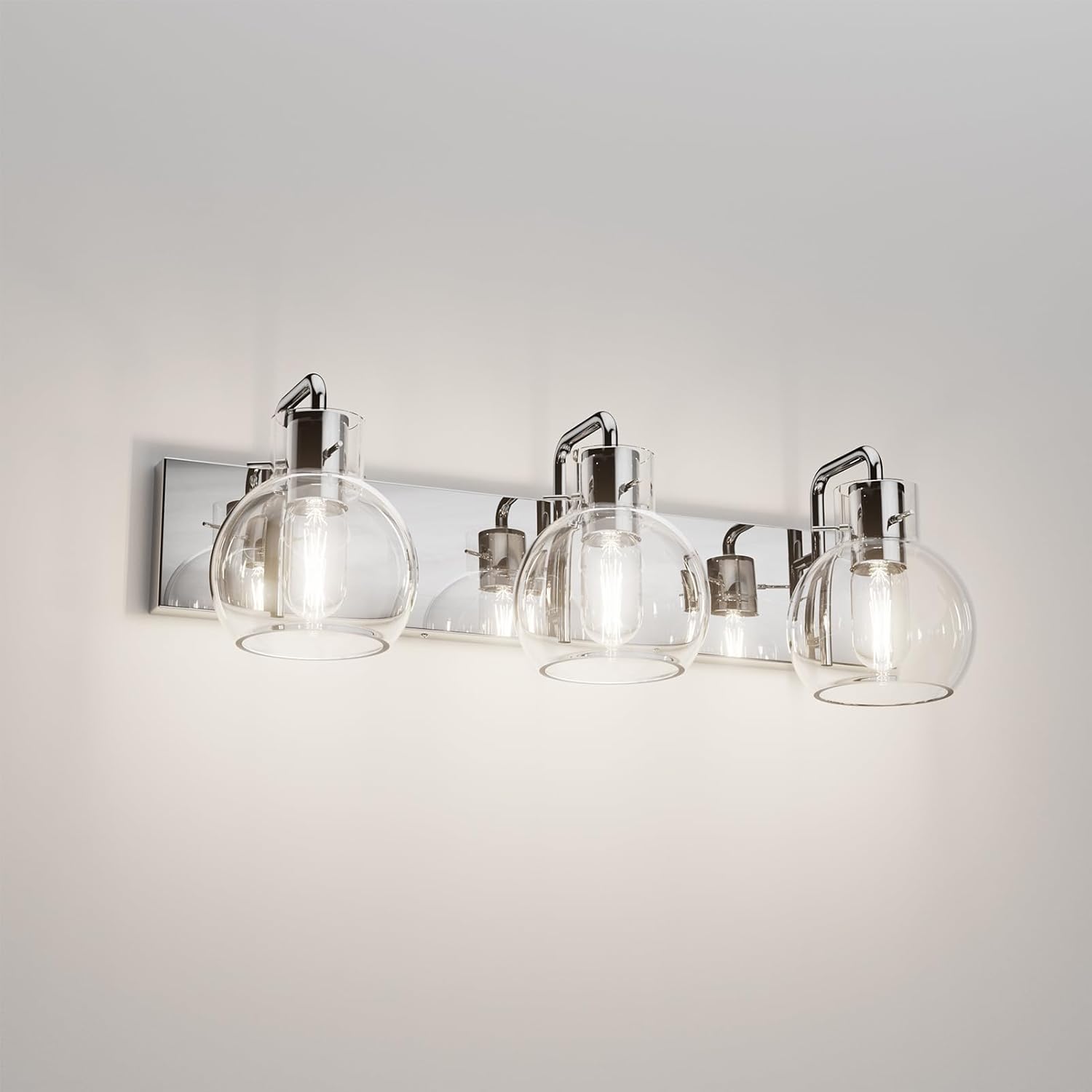 Tipace Chrome Globe Glass 3-Light Vanity Light