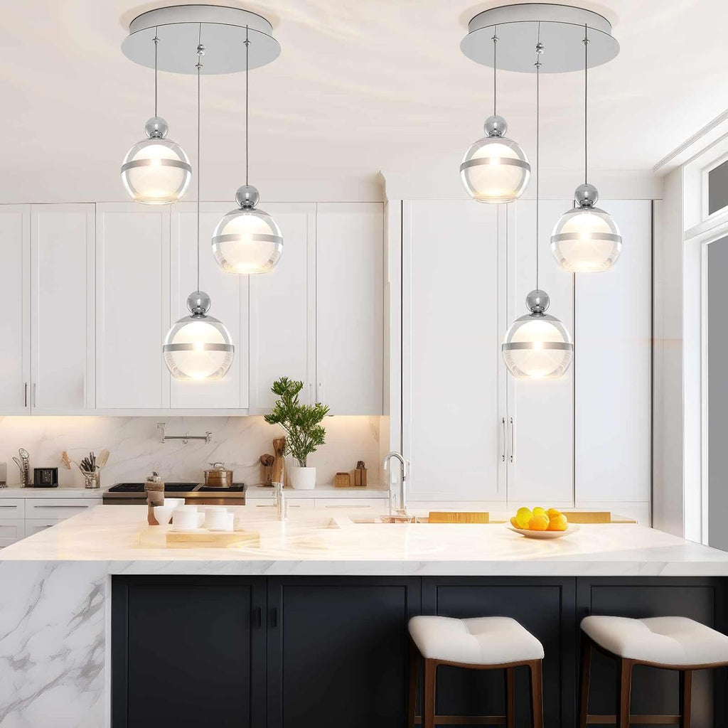 Chrome Acrylic Globe 3-Light Dimmable Pendant