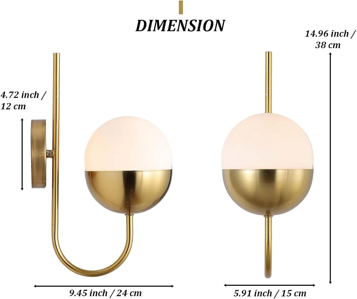 Brass Frosted Globe Mid Century Wall Sconce