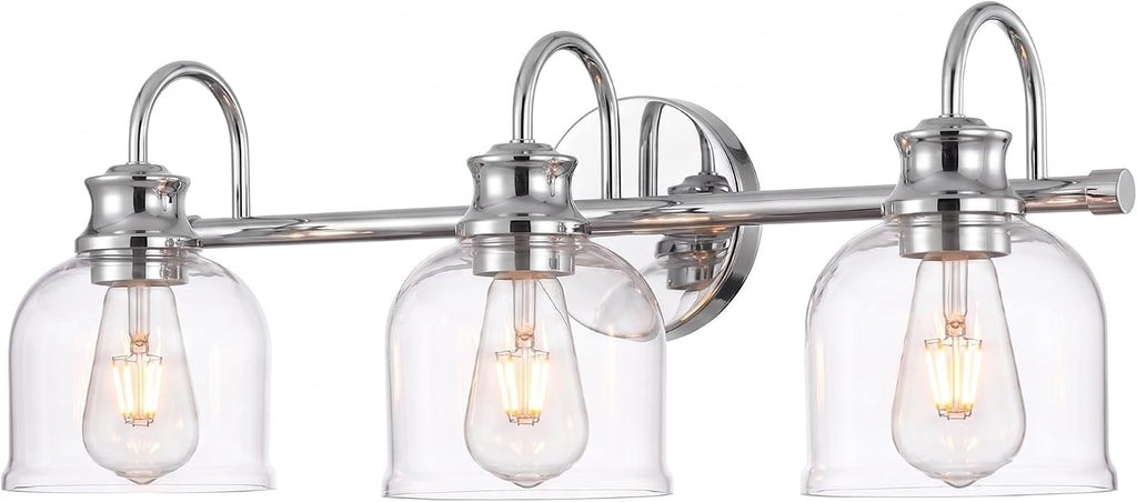Ursola Chrome Clear Glass 3-Light Vanity Light