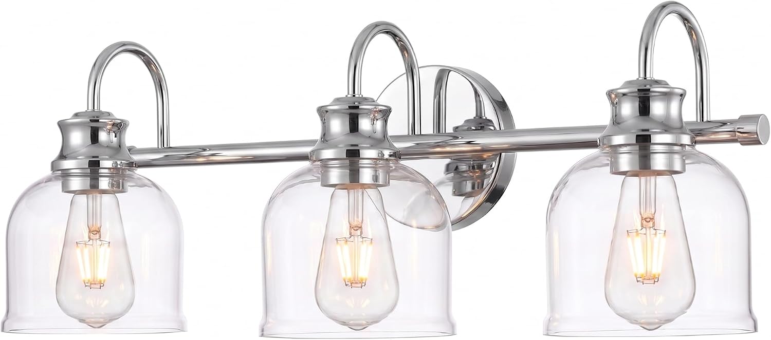 Ursola Chrome Clear Glass 3-Light Vanity Light