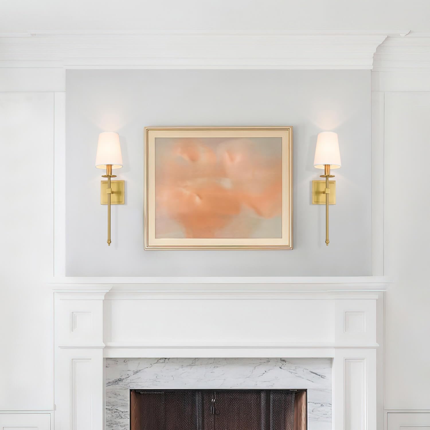Brass Fabric Shade Modern Wall Sconces Set