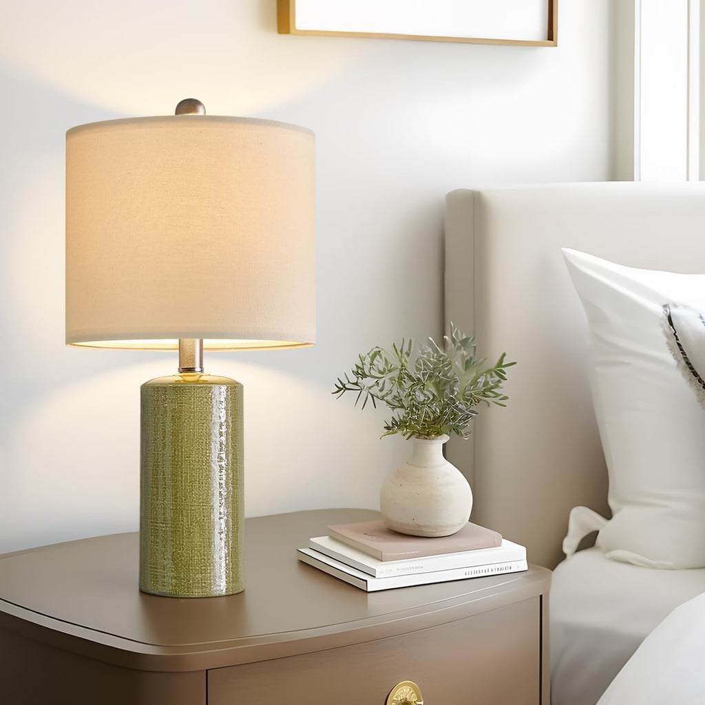 Green Ceramic Farmhouse Small Table Lamp