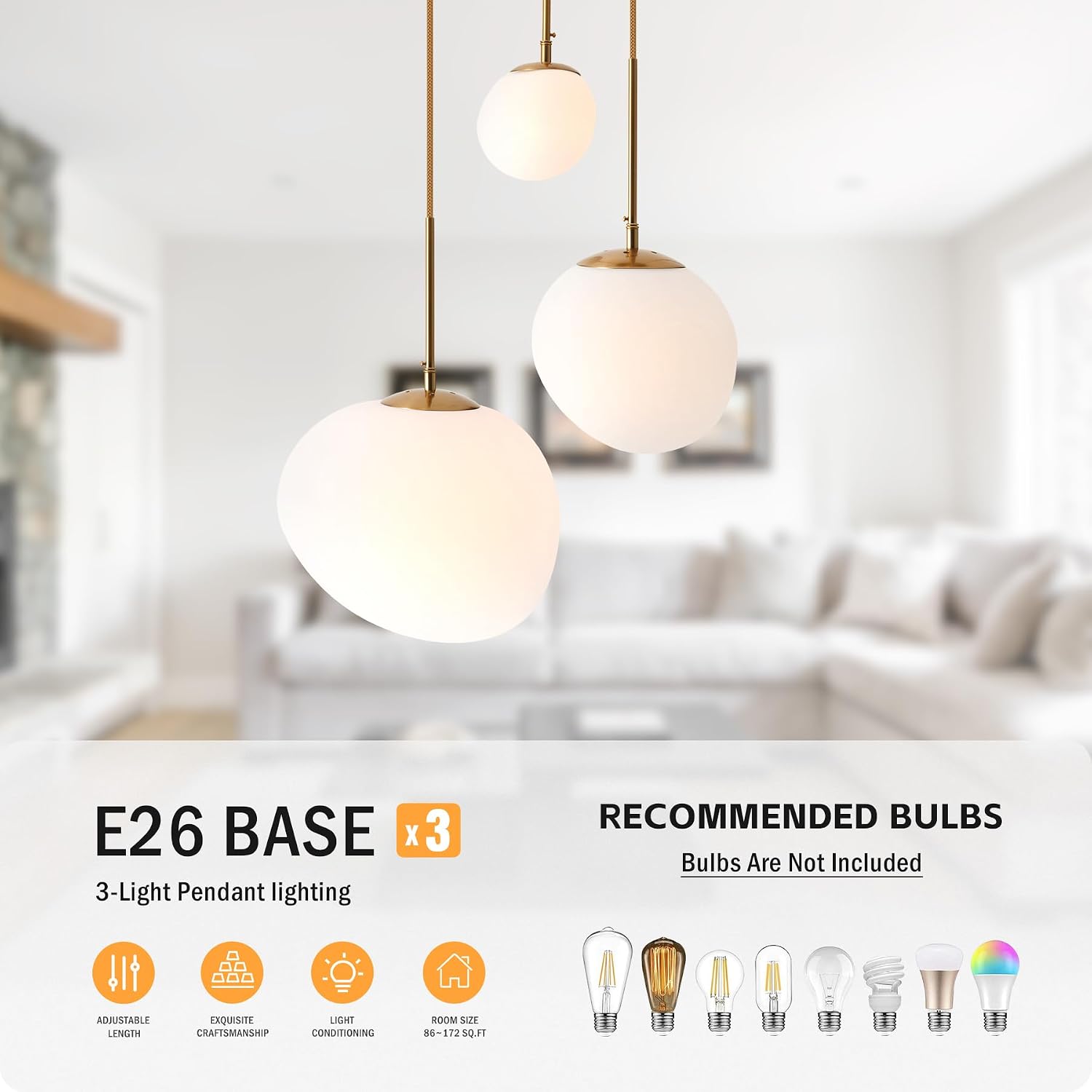 EFPefect Globe 3-Light Cluster Pendant Light