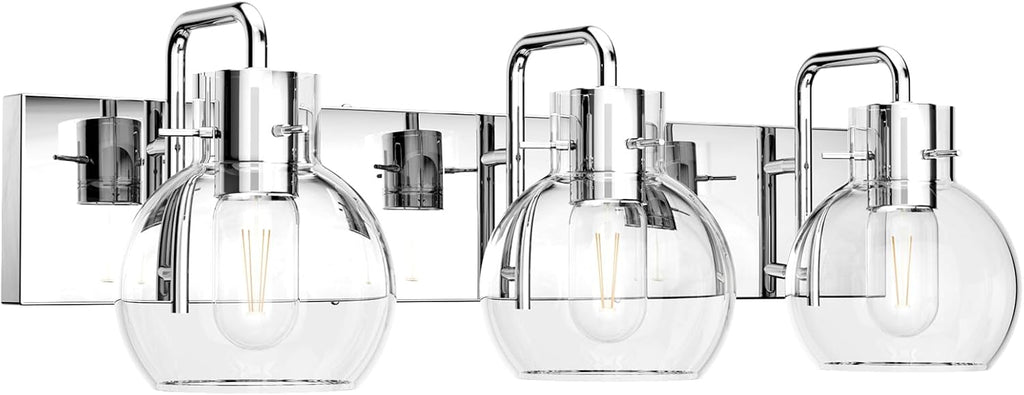 Tipace Chrome Globe Glass 3-Light Vanity Light