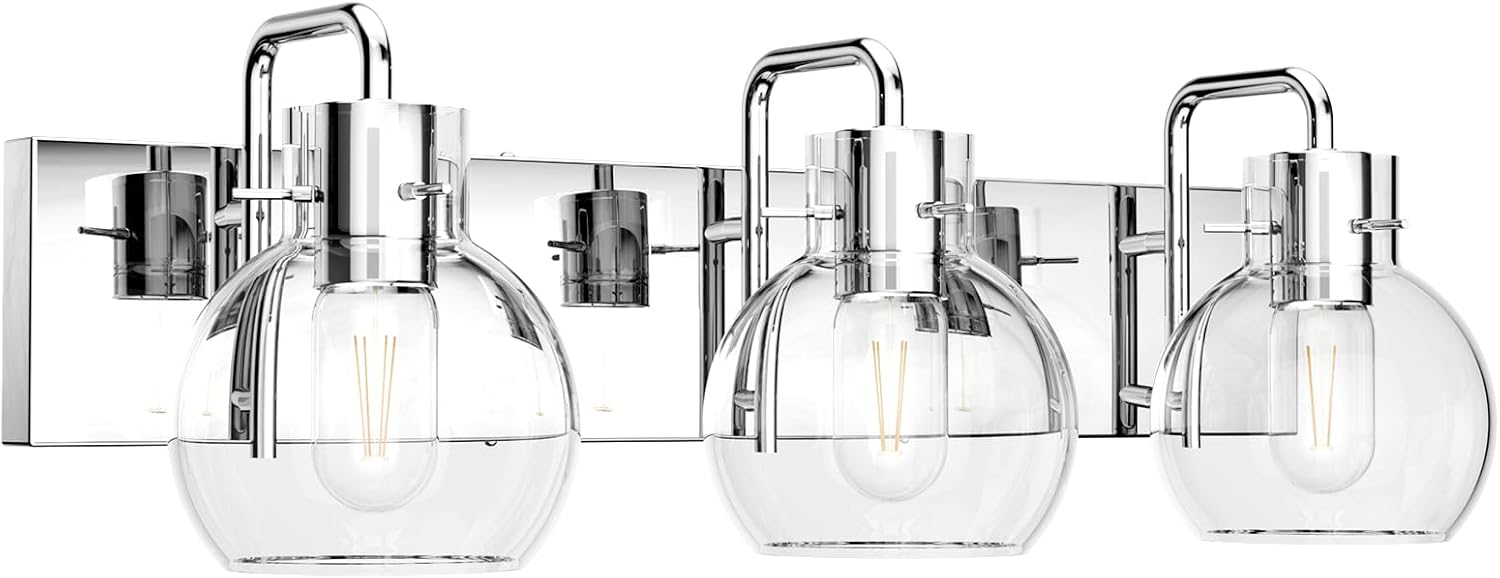 Tipace Chrome Globe Glass 3-Light Vanity Light