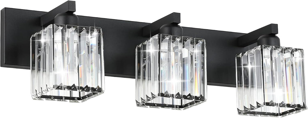 Black Crystal 3-Light Modern Bathroom Vanity Light