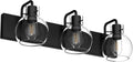 Tipace Black Globe Glass 3-Light Bathroom Vanity Light