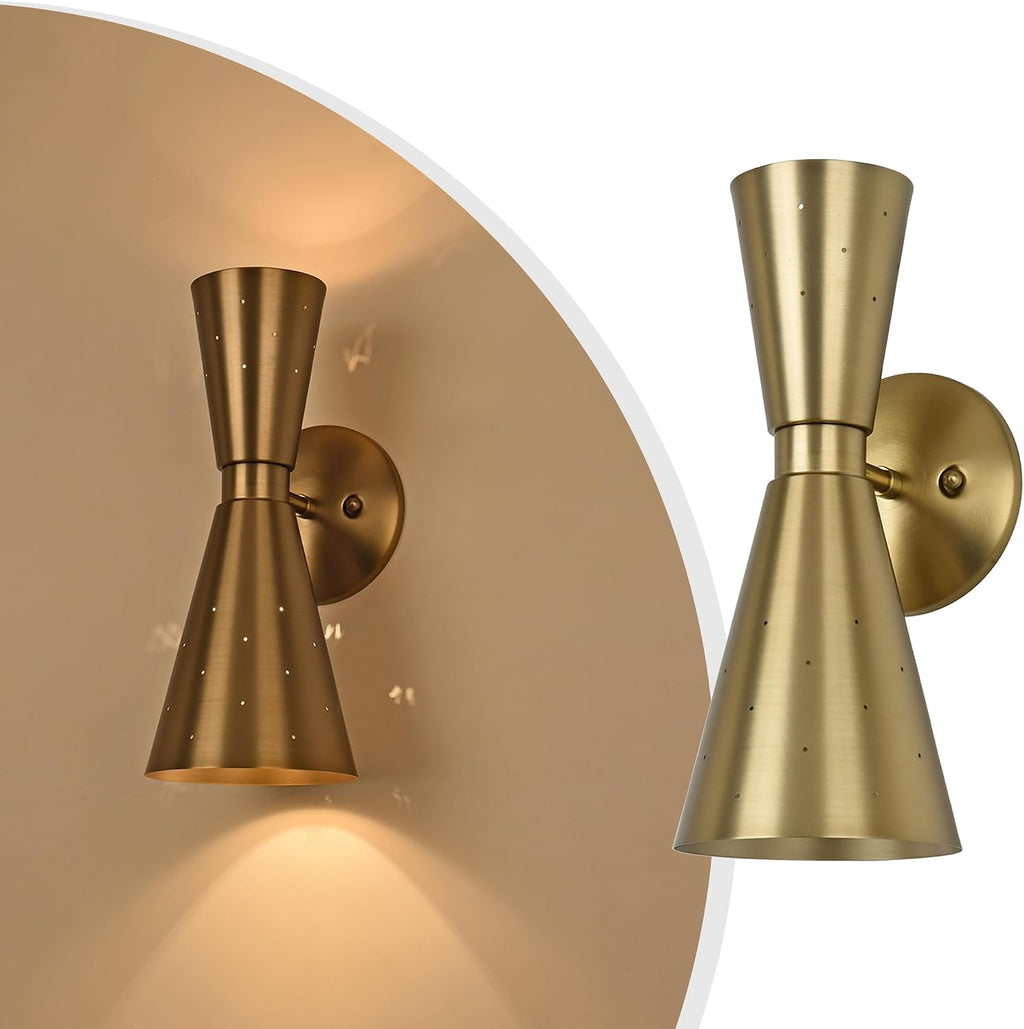 Gold Up Down Mid Century Hardwired Wall Sconce
