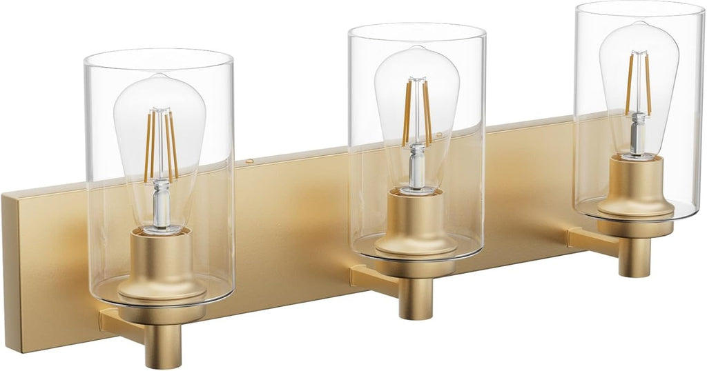 Tipace Gold Clear Glass 3-Light Vanity Light
