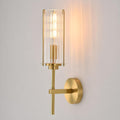 Gold Vertical Striped Glass Tube Bathroom Wall Sconce