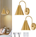 Gold Remote Rechargeable Gooseneck Wall Sconces Set