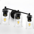 Combuh Black Clear Glass 3-Light Bathroom Vanity Light