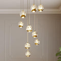 Gold Glass Globe 9-Light LED Cluster Chandelier