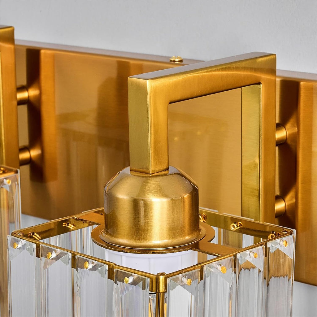Gold Brushed Brass Crystal 4-Light Vanity Light