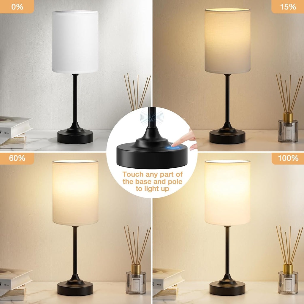 Linen Shade Touch 3-Way Dimmable Table Lamp
