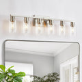 Brushed Nickel Clear Glass 6-Light Vanity Wall Sconce