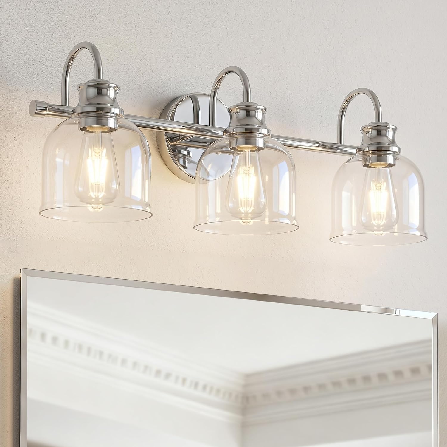 Ursola Chrome Clear Glass 3-Light Vanity Light