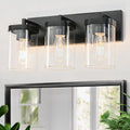 Matte Black Square Glass 3-Light Vanity Light