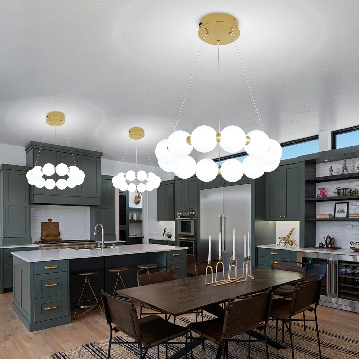 Gold Round Ring Globe Dining Room Chandelier