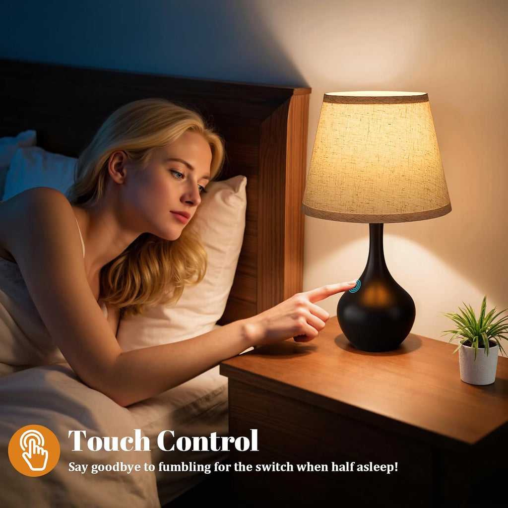 Black Touch 3-Way Dimmable Small Table Lamp