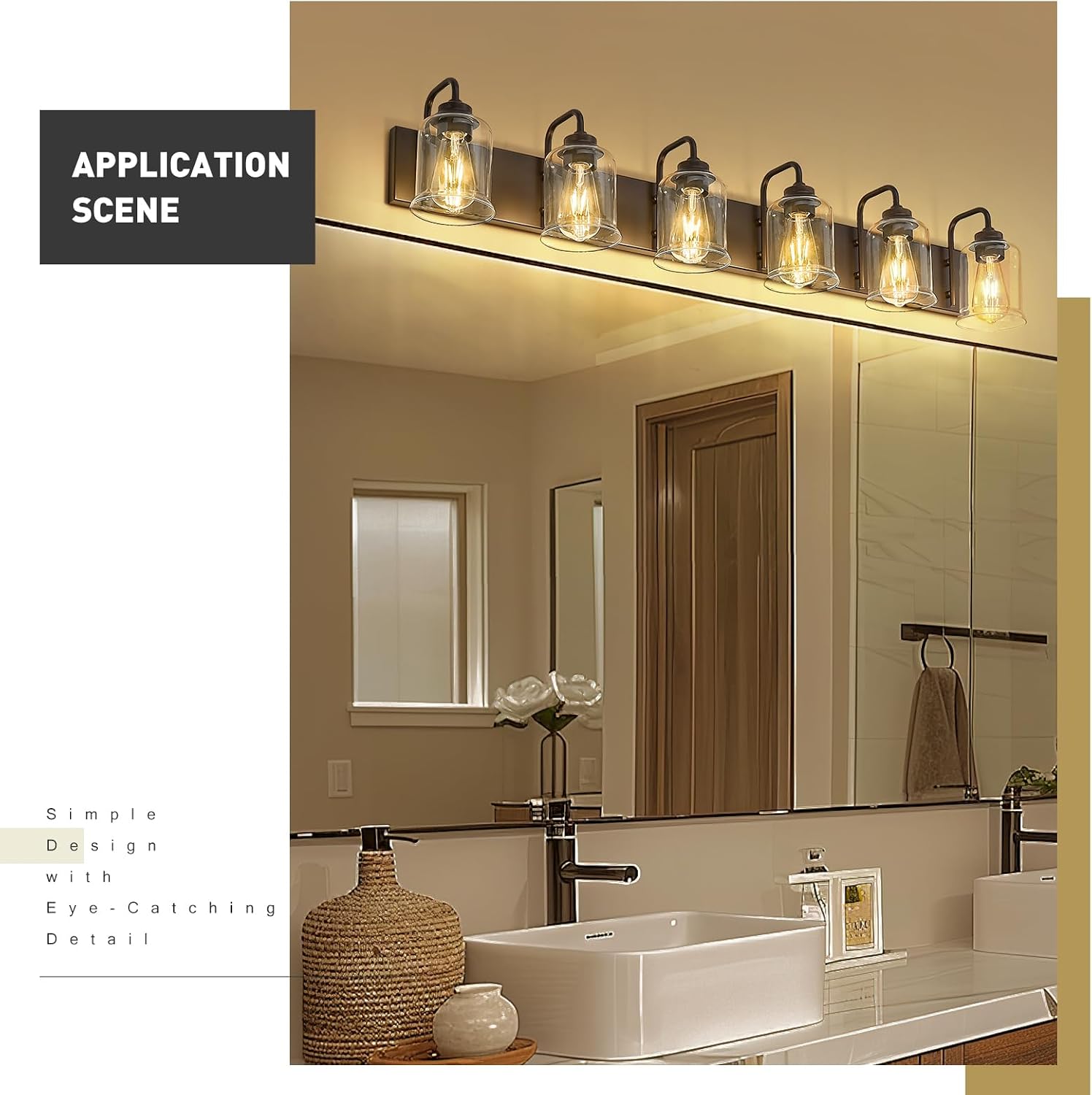 Zeyu ORB Clear Glass 6-Light Farmhouse Vanity Light