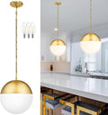 Gold Frosted Globe Adjustable Kitchen Pendant Light
