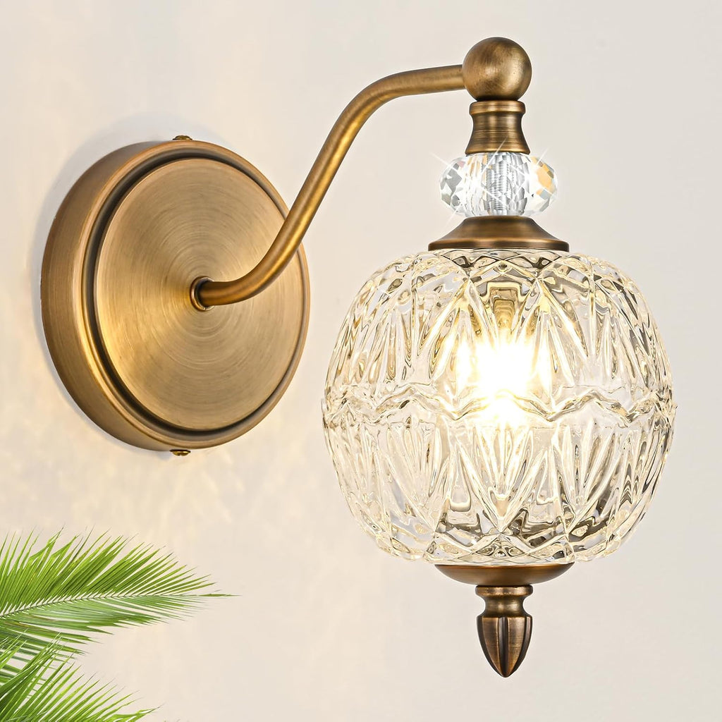Matte Brass Globe Glass Mid Century Wall Sconce