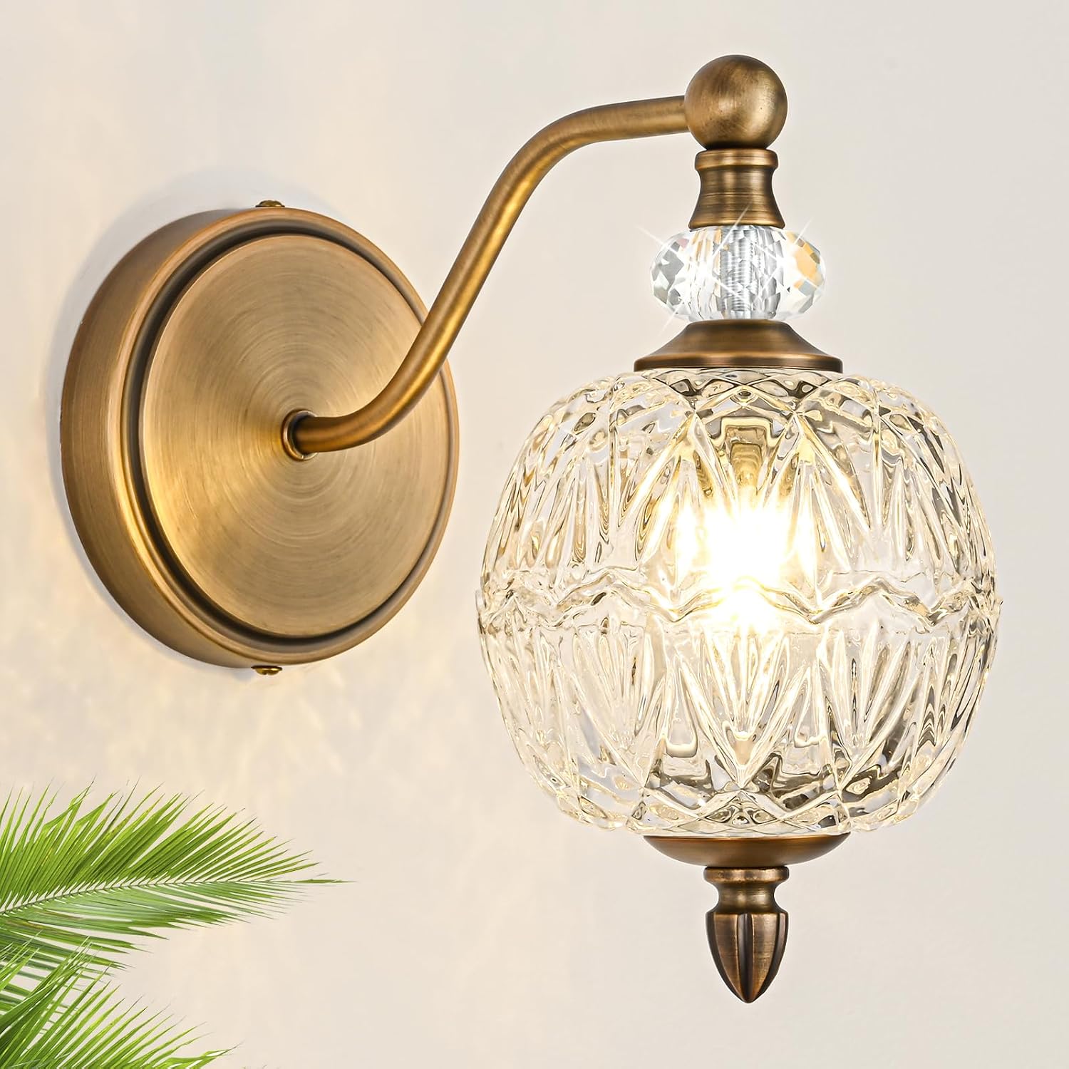 Matte Brass Globe Glass Mid Century Wall Sconce