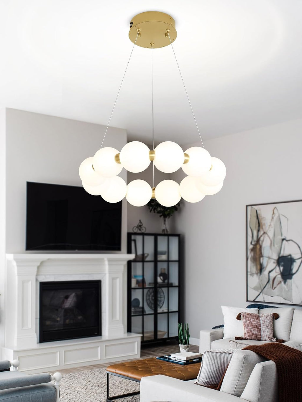 Gold Round Ring Globe Dining Room Chandelier
