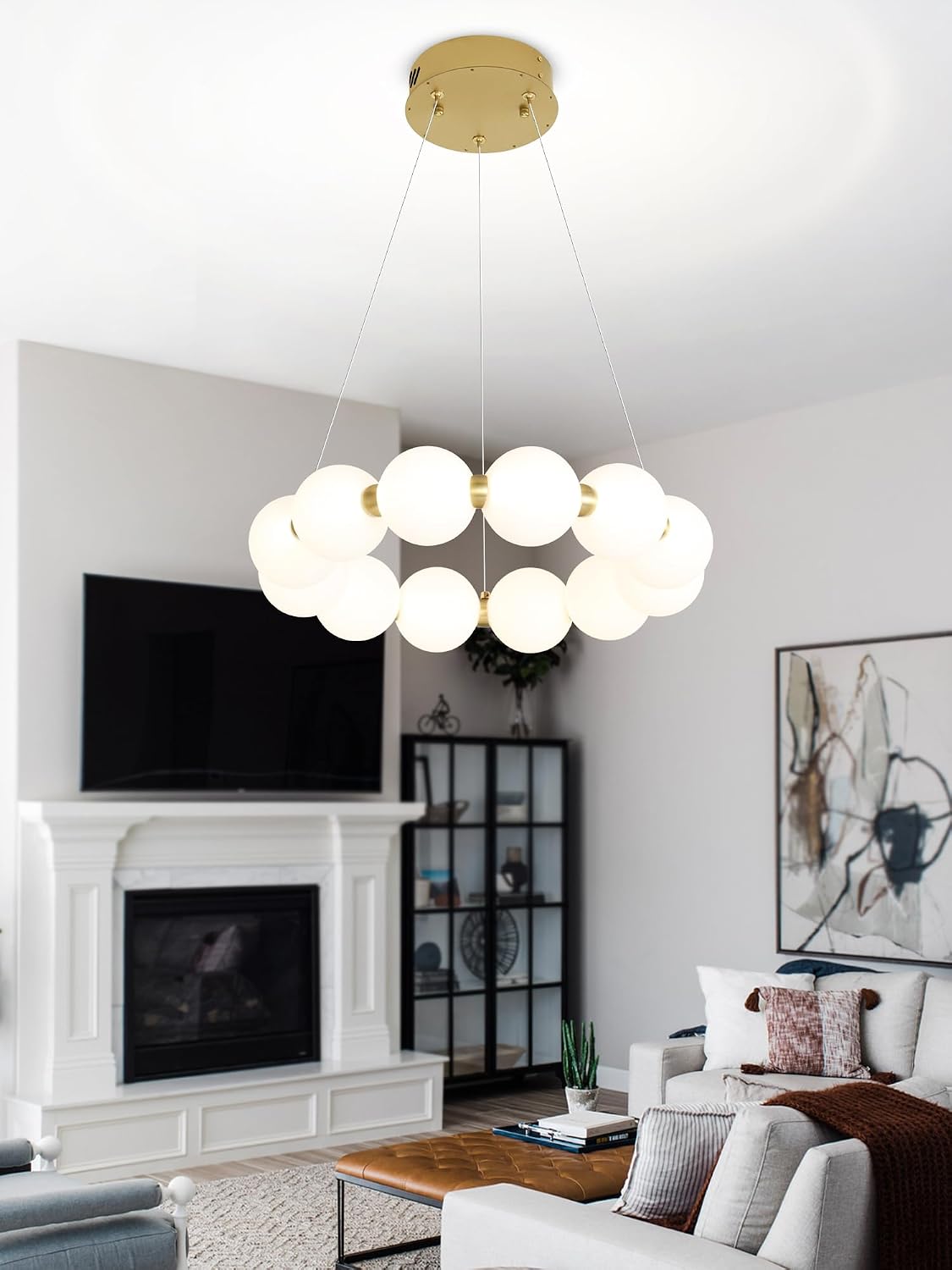 Gold Round Ring Globe Dining Room Chandelier