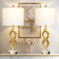 White Gold Touch Dimmable USB Resin Table Lamps Set