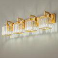 Gold Brushed Brass Crystal 4-Light Vanity Light