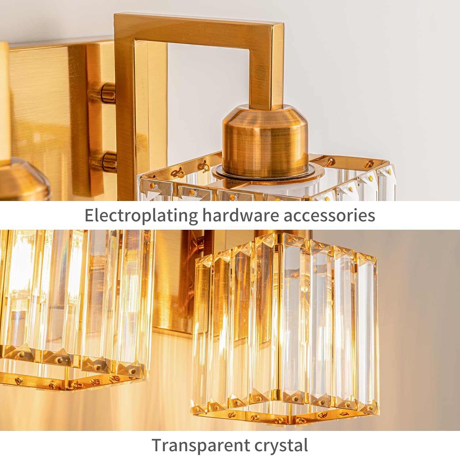 Gold Brushed Brass Crystal 4-Light Vanity Light