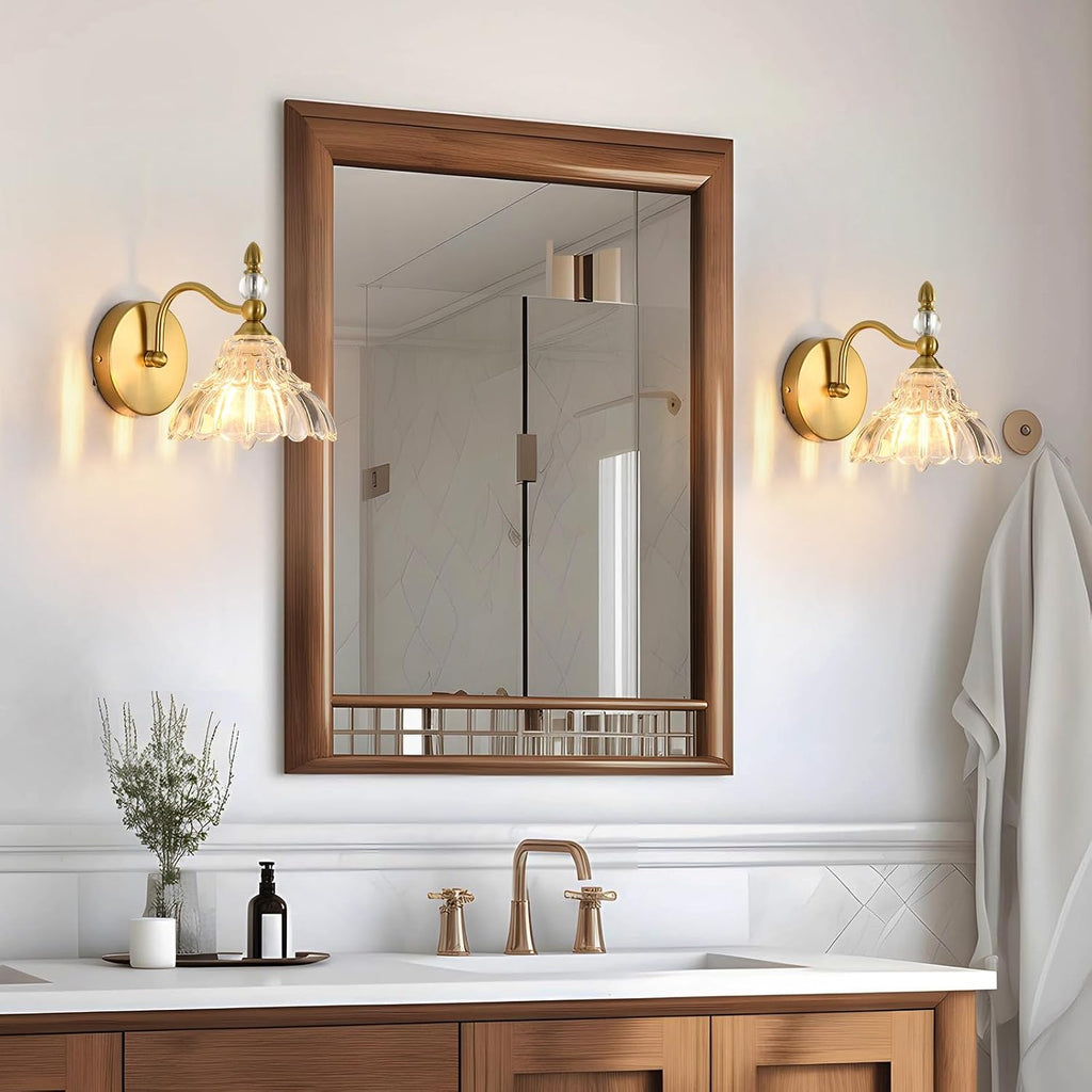 Matte Brass Vintage Hardwired Wall Sconces Set