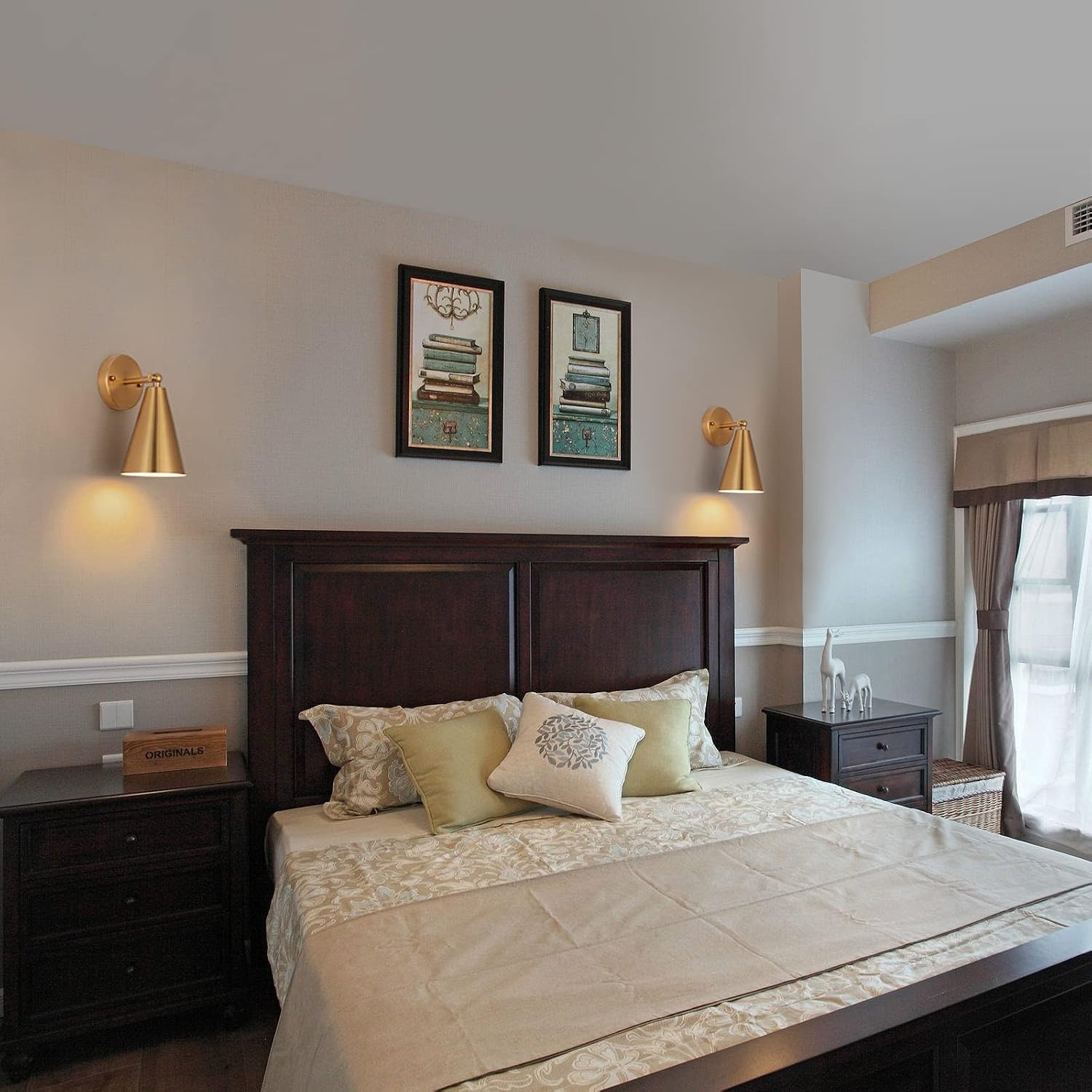 Brass Metal Shade Swing Arm Wall Sconces