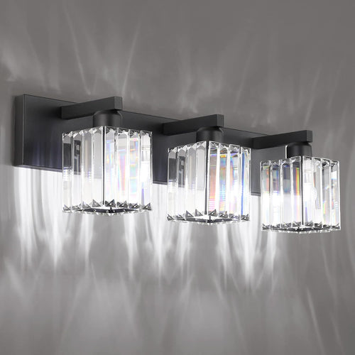 Black Crystal 3-Light Modern Bathroom Vanity Light