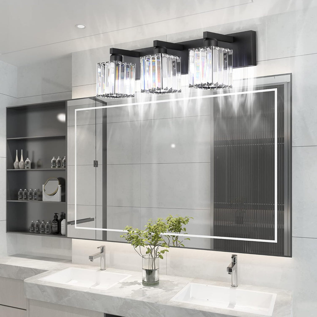 Black Crystal 3-Light Modern Bathroom Vanity Light