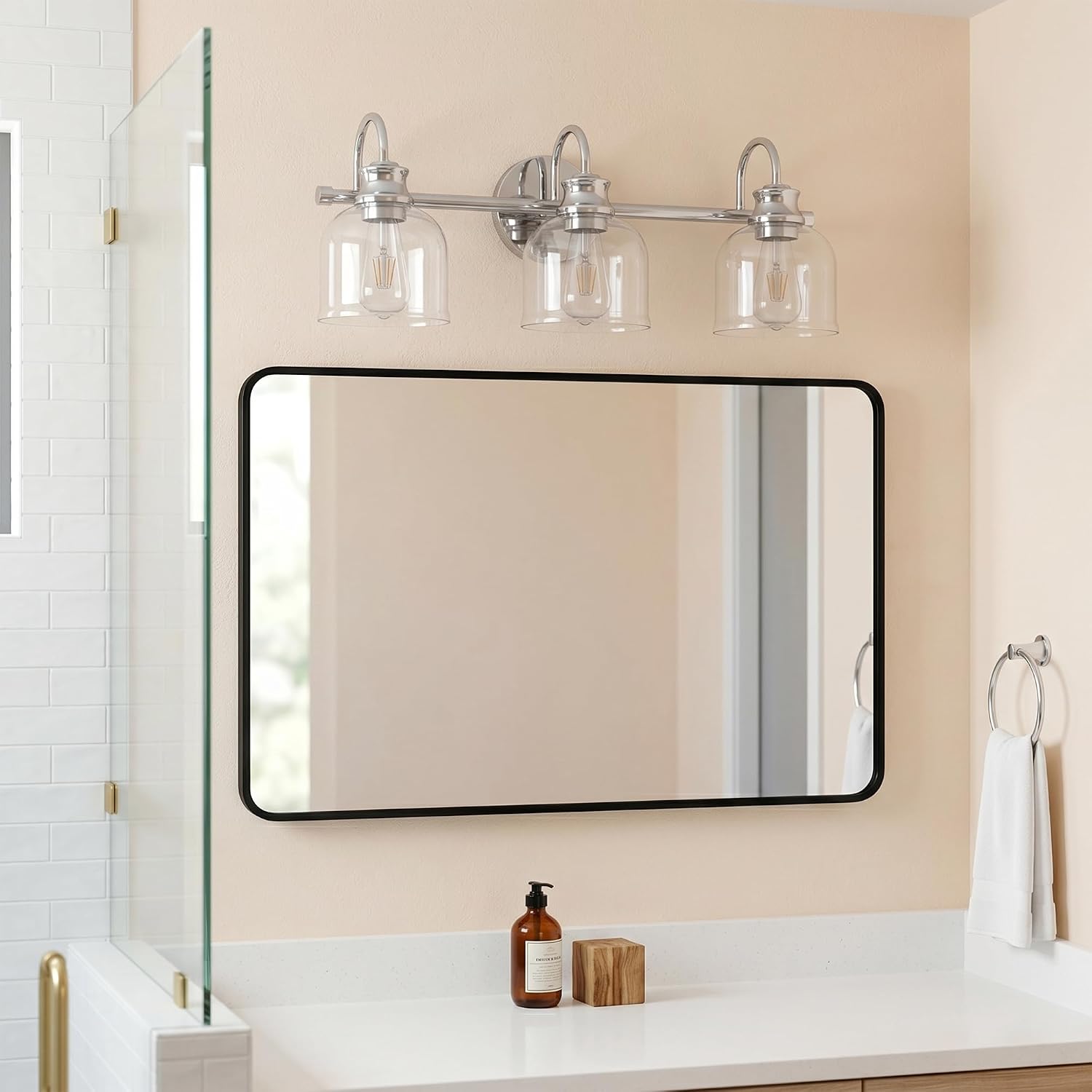 Ursola Chrome Clear Glass 3-Light Vanity Light